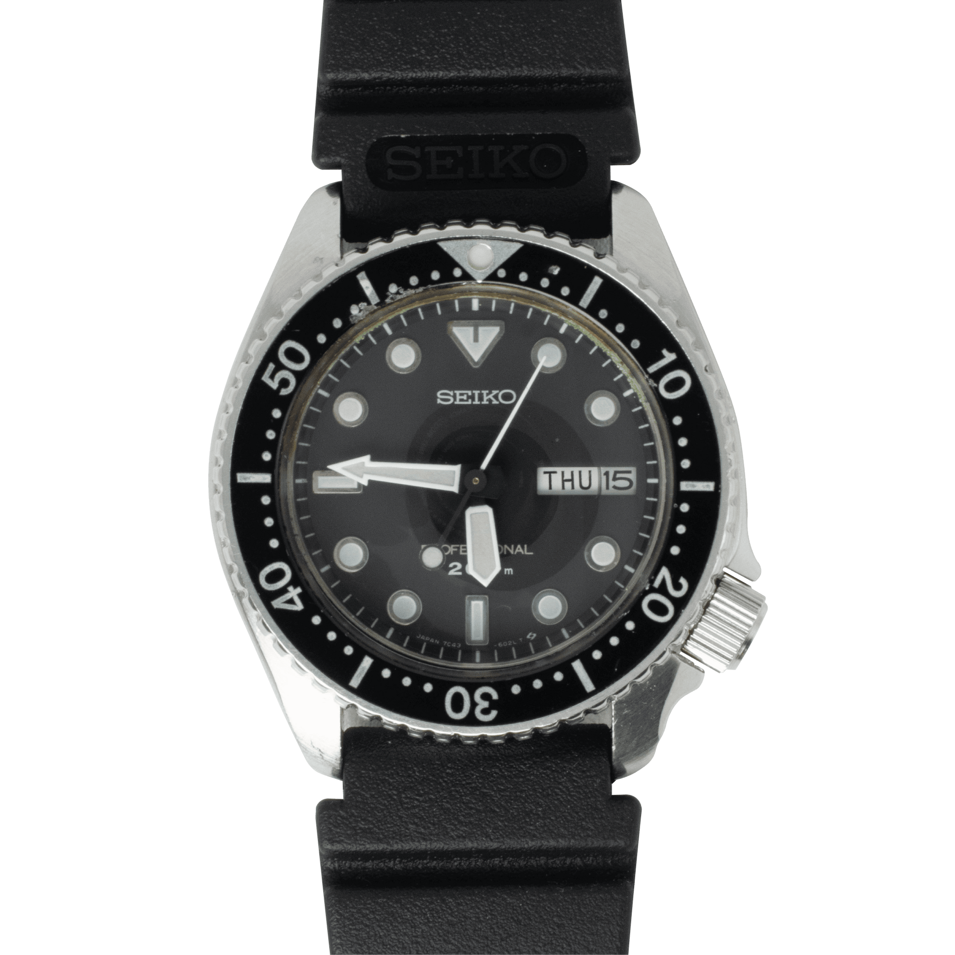 ✨SEIKO✨セイコー✨デイデイト✨7C43-6010✨ブラック文字盤✨腕時計✨ Seiko 7C43 6010 Quartz Diver – The Melted Watch Co.